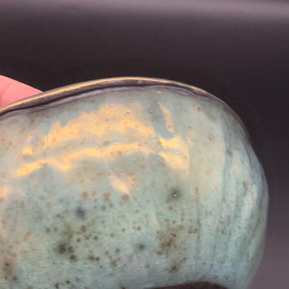 Candone Wharton Raku Pottery Basketweave & Glaze Vessel Bowl SIGNED with Lid - Picture 11 of 16